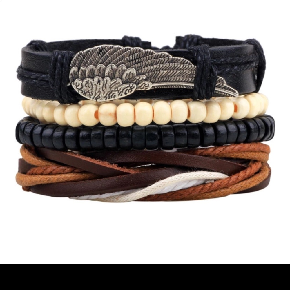 Mens Punk Leather Wrap Bracelet